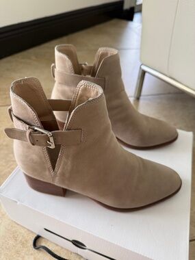 Aldo Beige Cutout Ankle Boots with Buckle